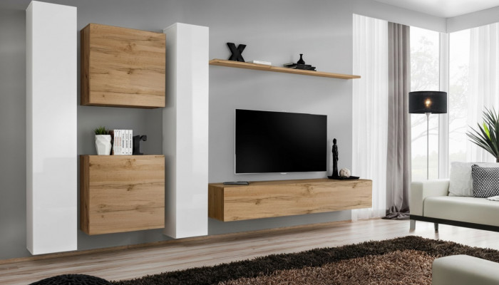 Woonkamer meubels bruin wandkast compleet nieuw wandplank.