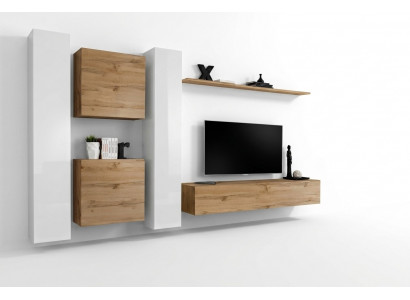 Woonkamer meubels bruin wandkast compleet nieuw wandplank.