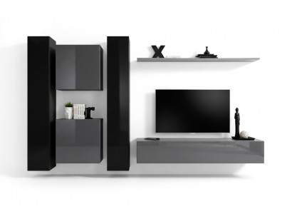 Designer woonkamer grijs woonkamerm meubel 4x wandkast wand rek compleet
