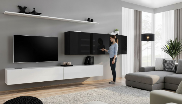 Witte woonwand 2x tv-standaard dressoir woonkamermeubels wandkast ontwerper