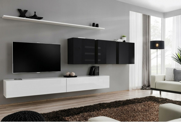 Witte woonwand 2x tv-standaard dressoir woonkamermeubels wandkast ontwerper