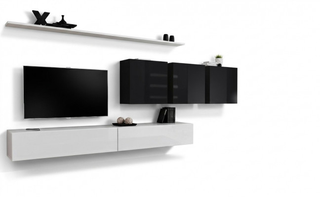 Witte woonwand 2x tv-standaard dressoir woonkamermeubels wandkast ontwerper