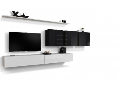 Witte woonwand 2x tv-standaard dressoir woonkamermeubels wandkast ontwerper