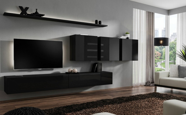 Zwarte woonkamer meubels Moderne designer dressoir wandkast ontwerp.