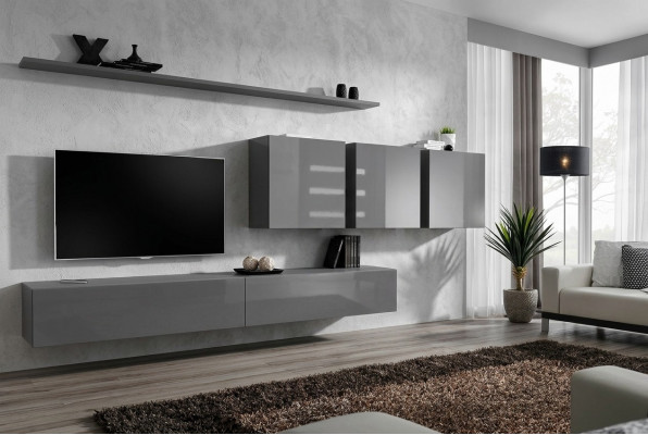 Moderne grijze woonwand ontworpen tv-standaard dressoir houten meubels kast wandkast