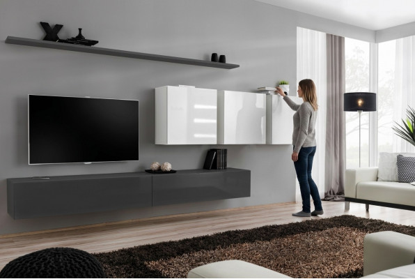 Houten meubels woonkamer Grijs Designer TV-standaard Hoogglans Dressoir Wandkast