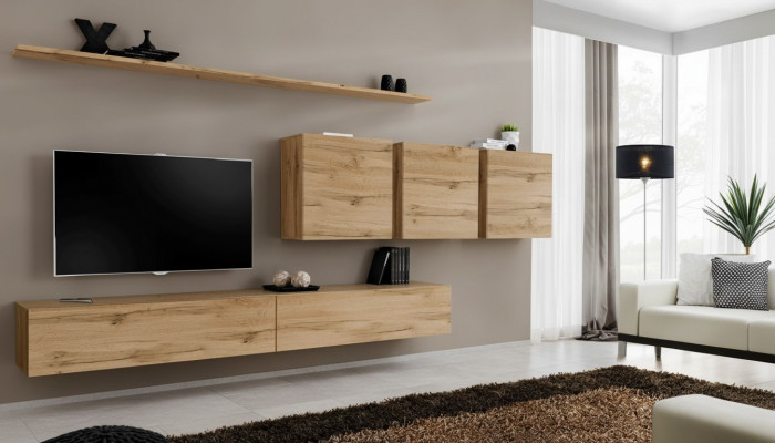 Woonkamer wandmeubel wandkast kast dressoir designer houten meubels bruin