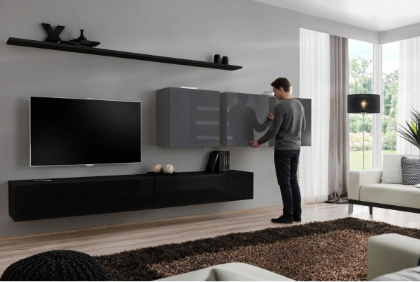 Ontwerp wandmeubel tv-standaard 3x wandkast tv-standaard lowboard inrichting 7-delig