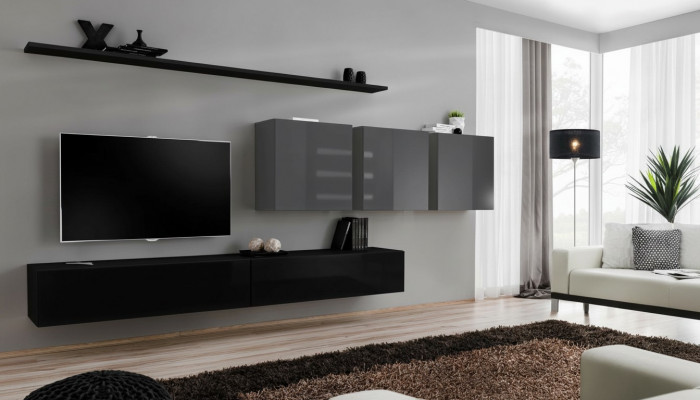 Ontwerp wandmeubel tv-standaard 3x wandkast tv-standaard lowboard inrichting 7-delig