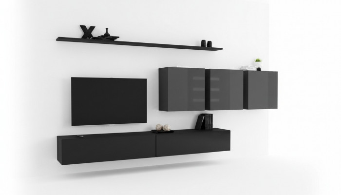 Ontwerp wandmeubel tv-standaard 3x wandkast tv-standaard lowboard inrichting 7-delig