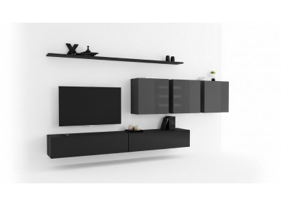 Ontwerp wandmeubel tv-standaard 3x wandkast tv-standaard lowboard inrichting 7-delig