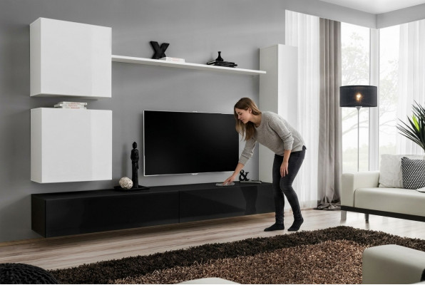 Ontwerp wandmeubel dressoir 3x kast tv-standaard set 6-delig houten meubelstijl ontwerper.