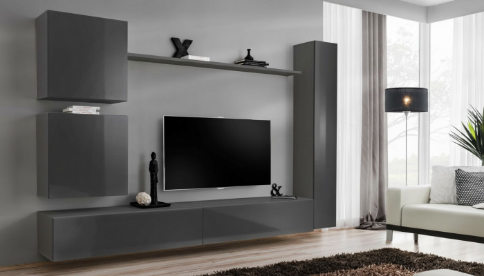 Wandmeubel ontwerper meubels grijs wandkast luxe inrichting houten meubels modern.