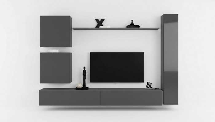 Wandmeubel ontwerper meubels grijs wandkast luxe inrichting houten meubels modern.