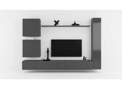 Wandmeubel ontwerper meubels grijs wandkast luxe inrichting houten meubels modern.