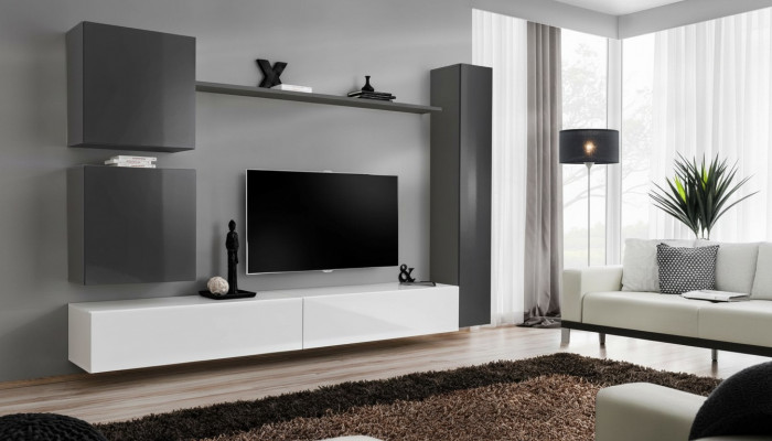 Grijze wandkast houten meubels moderne kast dressoir wandkast nieuw