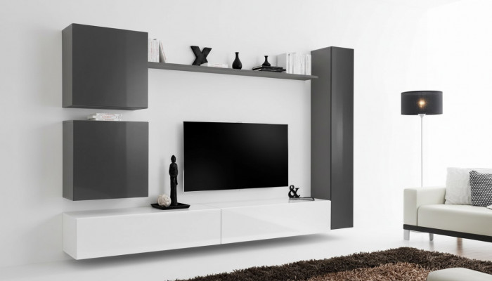 Grijze wandkast houten meubels moderne kast dressoir wandkast nieuw