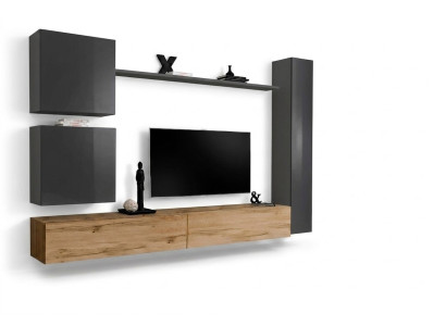 Muurkast woonwand compleet set 6-delig modern meubilair dressoir tv-standaard