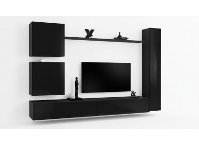 Luxe set wandmeubel zwart woonkamer wandkast plank wandkast nieuw