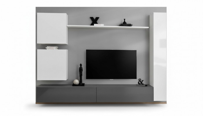 Wandmeubel Wandschrank Stijl Modern Inrichting Designer Wit Plank TV Dressoir