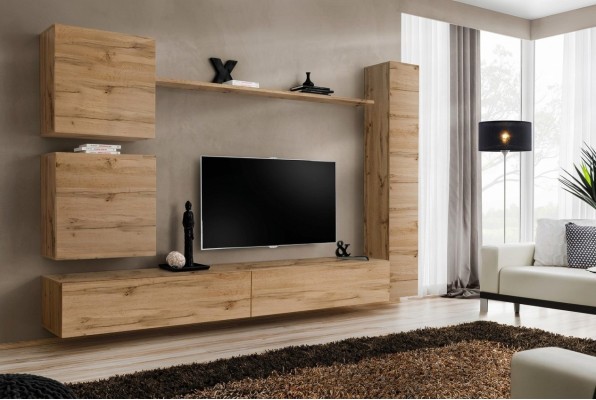 Wandkast Modern Woonwand Bruin Houten meubels Woonkamermeubels Ontwerper