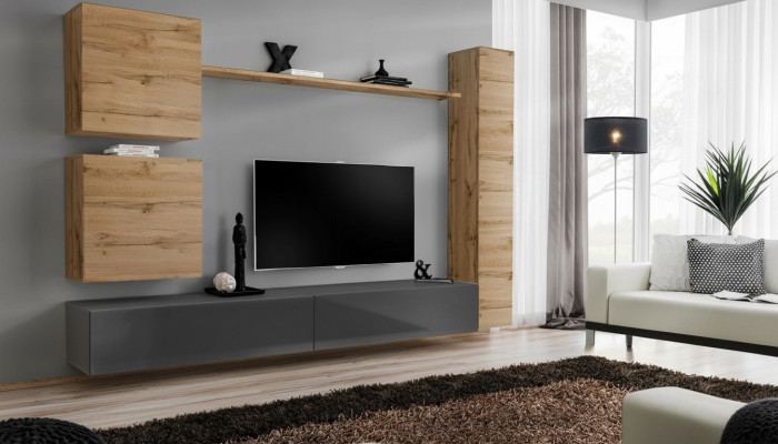 Inrichtingsontwerper bruin 3x wandkast houten meubel luxe set tv-standaard
