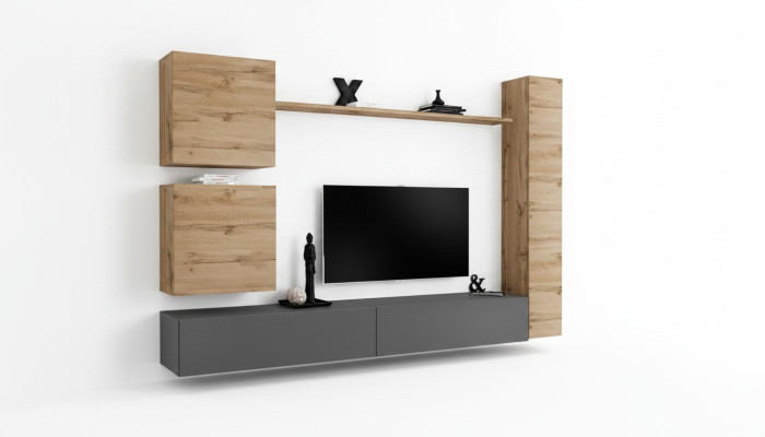 Inrichtingsontwerper bruin 3x wandkast houten meubel luxe set tv-standaard