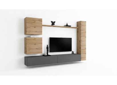 Inrichtingsontwerper bruin 3x wandkast houten meubel luxe set tv-standaard