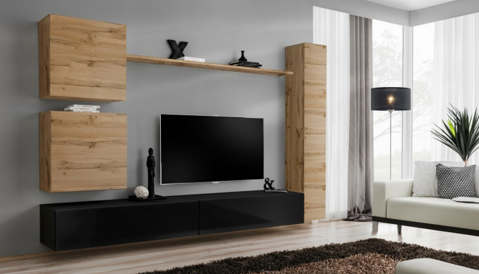 Bruine muurkast houten meubels ontwerper muurrek dressoir tv-standaard set