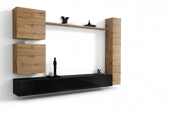 Bruine muurkast houten meubels ontwerper muurrek dressoir tv-standaard set