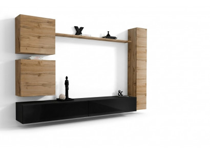 Bruine muurkast houten meubels ontwerper muurrek dressoir tv-standaard set