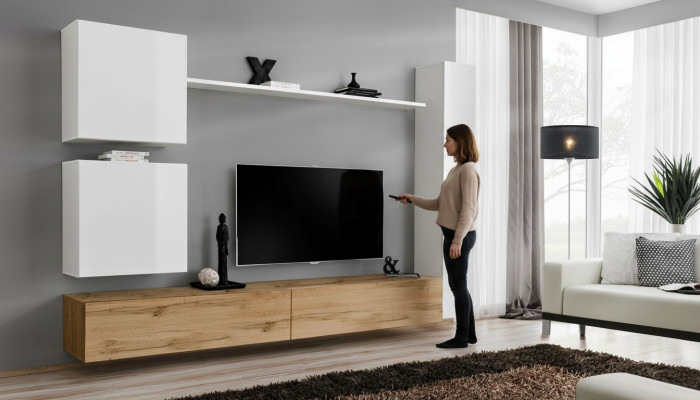 Wit compleet set woonkamer meubels wandmeubel rek luxe wandkast nieuw
