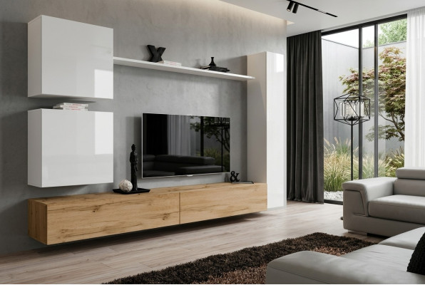 Wit compleet set woonkamer meubels wandmeubel rek luxe wandkast nieuw