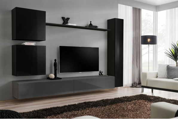 Wandkast Woonkamermeubilair Woonkamerset 6-delig Designer Wandplank Dressoir