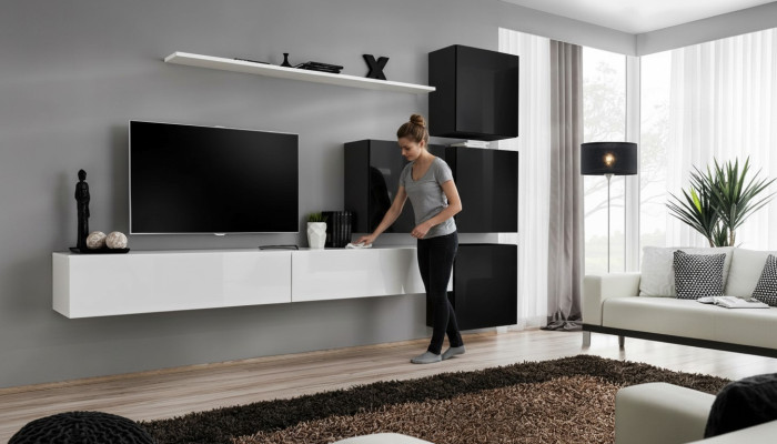 Moderne wand woonkamer plank wandkast wit luxe inrichting designer compleet