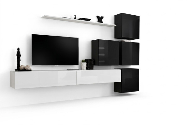 Moderne wand woonkamer plank wandkast wit luxe inrichting designer compleet