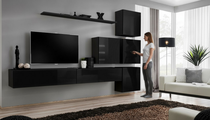 Woonkamerset wandplank dressoir wandmeubels wandkast compleet 7-delig. Nieuw