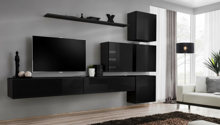 Woonkamerset wandplank dressoir wandmeubels wandkast compleet 7-delig. Nieuw