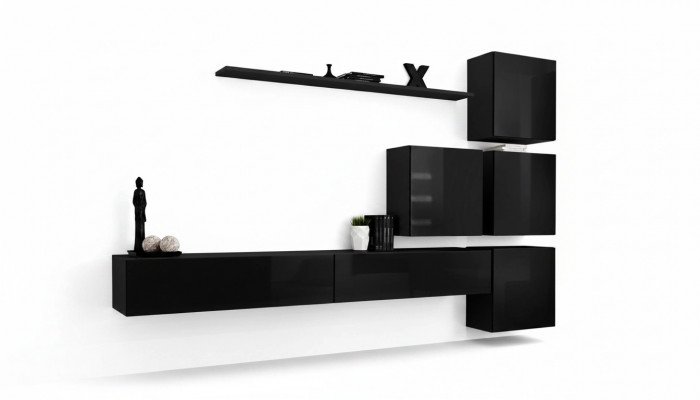 Woonkamerset wandplank dressoir wandmeubels wandkast compleet 7-delig. Nieuw