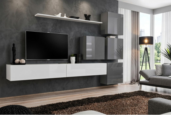 Weiß Tv-standaard houten meubel set compleet woonkamer set modern.