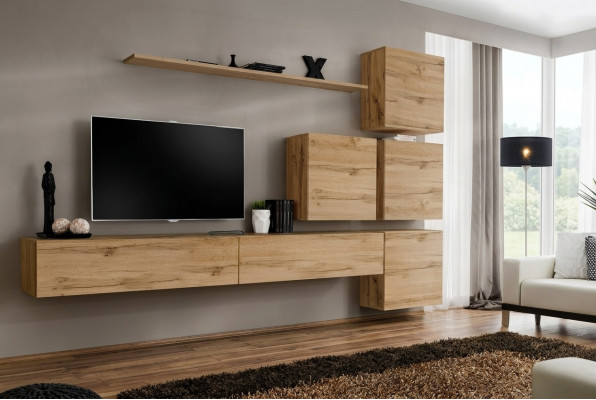 Garnituur Bruin Set 7-delig TV-standaard Compleet Woonkamer Wandplank Modern Design