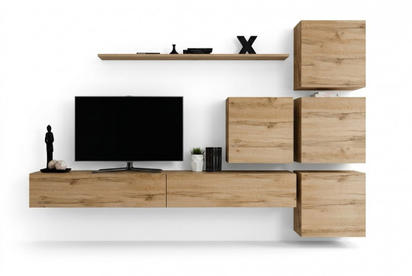 Garnituur Bruin Set 7-delig TV-standaard Compleet Woonkamer Wandplank Modern Design