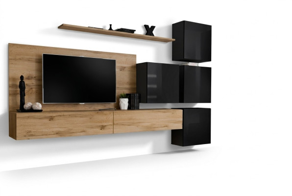 Houten meubel woonkamer tv-standaard wandplank compleet luxe set.