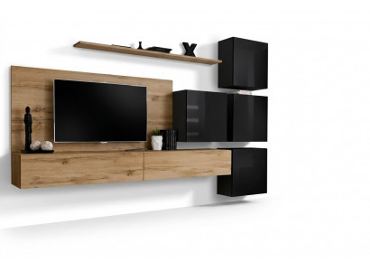 Houten meubel woonkamer tv-standaard wandplank compleet luxe set.