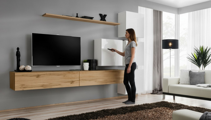 Woonwand Bruin Woonkamer Hout Modern Meubelset Luxe Compleet Wandkast