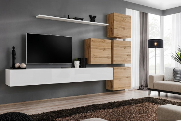 Ontwerp woonwandsideboard 4x wandkast rtv set met 7 stuks. Compleet.
