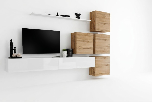 Ontwerp woonwandsideboard 4x wandkast rtv set met 7 stuks. Compleet.