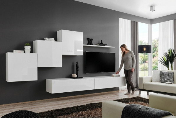 Weiß woonkamer tv-standaard dressoir compleet modern woonkamer planken hout nieuw