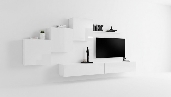 Weiß woonkamer tv-standaard dressoir compleet modern woonkamer planken hout nieuw