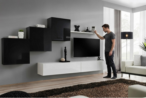 Compleet ontwerp woonkamer 3x wandkasten Wit Sideboard 6-delige woonwand Nieuw